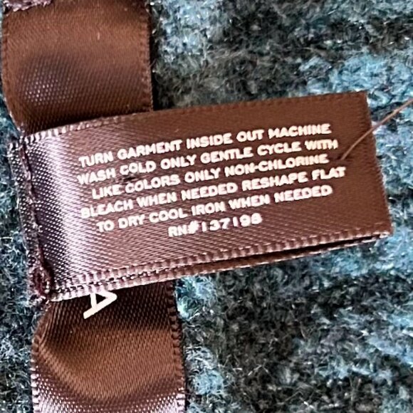 NWT AQUA Crewneck Sweater Deep Teal “Cyprus” M Textured Knit Pullover - Picture 7 of 7